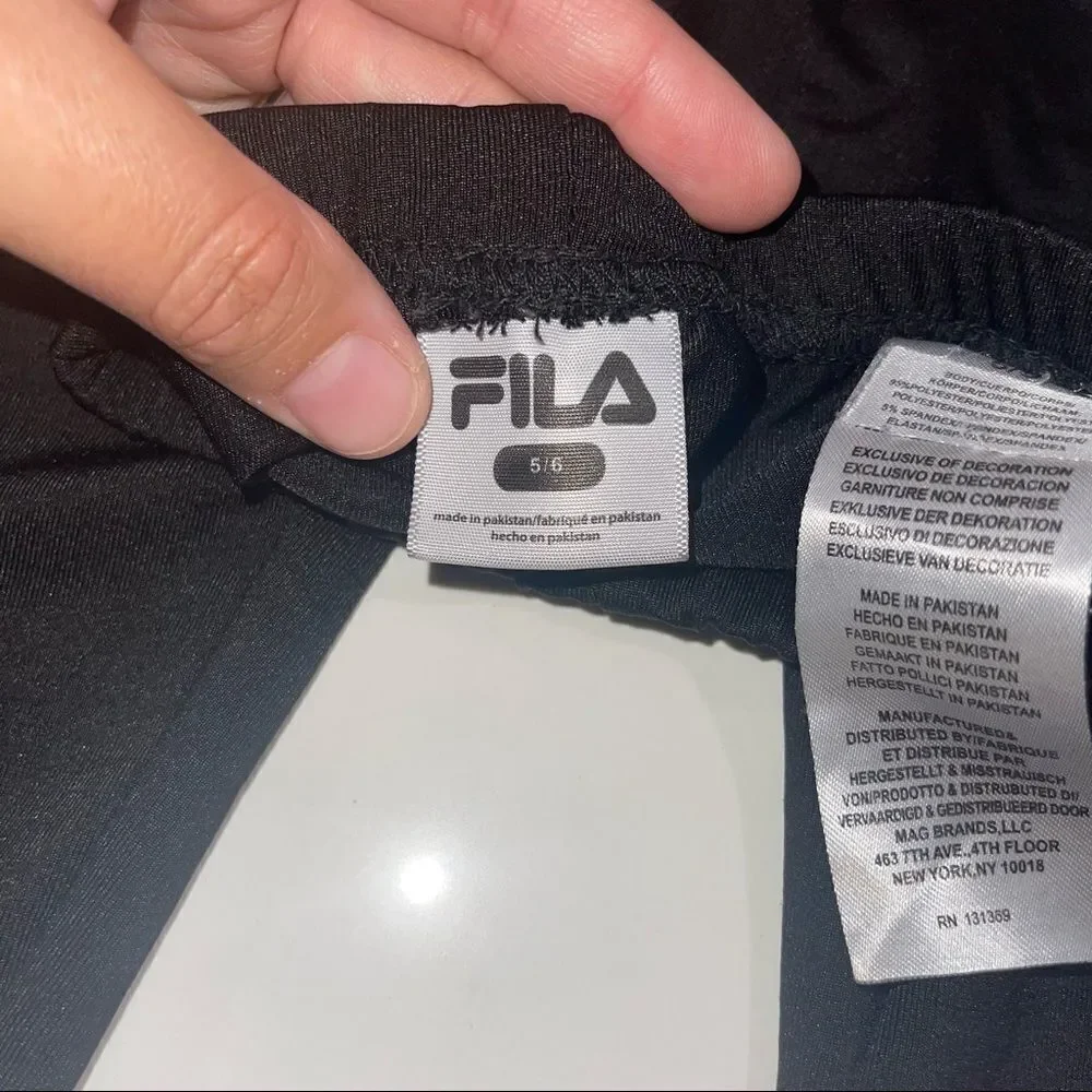Fila Black Leggings with Purple Logo - Size 5/6‎